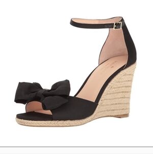 Kate Spade Black Bow Espadrille Wedges Size 10